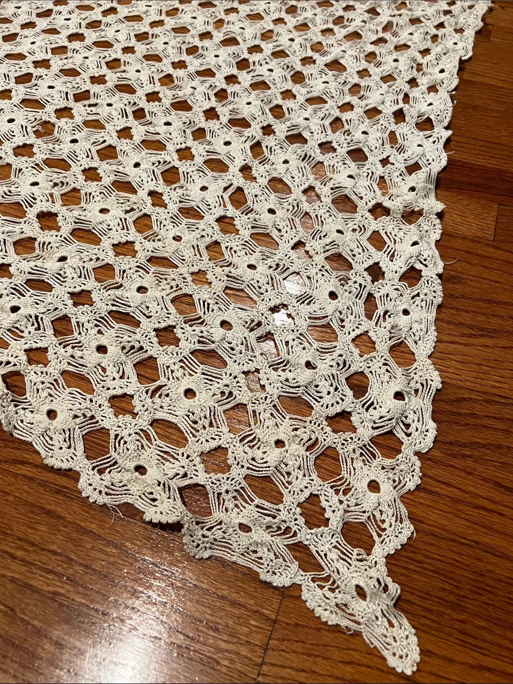 Handmade Crochet Bed Throw Blanket/tablecloth in Cream